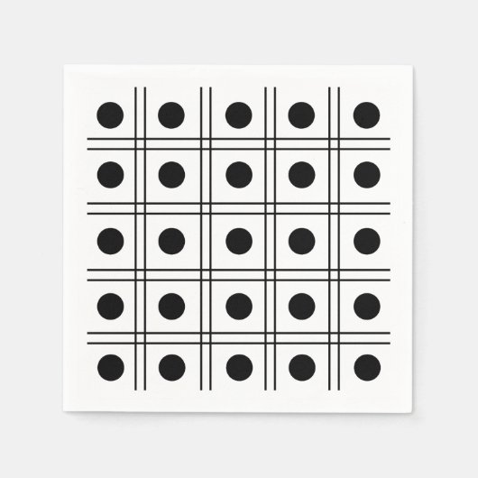 Polka Dot Circle Black and White Karo Muster Serviette (Vorderseite)