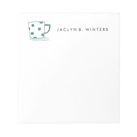Polka Dot Coffee Cup Personalisiert Notepad Notizblock (Vorderseite)