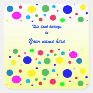 Polka Dot Colors Buchzeichen Quadratischer Aufkleber