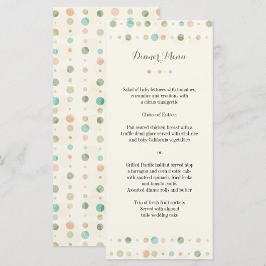 Polka Dot Columns Wedding Menu Menükarte (Vorne/Hinten)