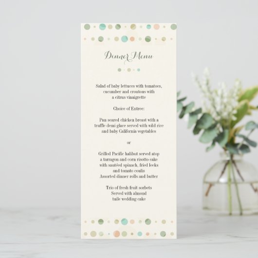 Polka Dot Columns Wedding Menu Menükarte (Stehend Vorderseite)