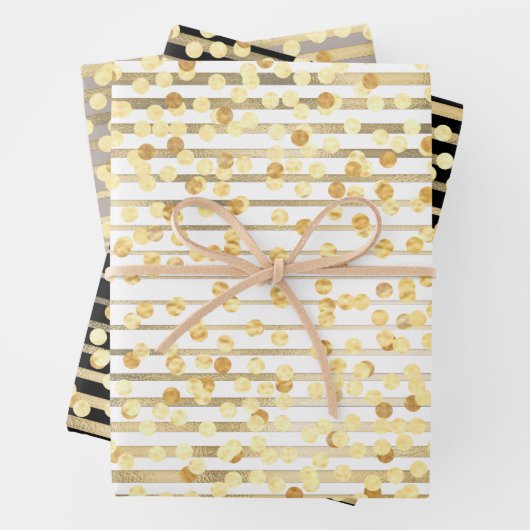 Polka dot confetti Schwarz-weißes duskykygrau Must Geschenkpapier Set (Beispiel)