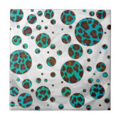 Polka Dot Cow Brown und Aquamarin Print Fliese (Vorderseite)