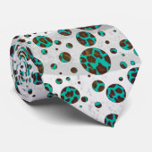 Polka Dot Cow Brown und Aquamarin Print Krawatte (Gerollt)