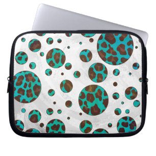 Polka Dot Cow Brown und Aquamarin Print Laptopschutzhülle