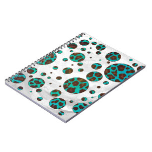 Polka Dot Cow Brown und Aquamarin Print Notizblock