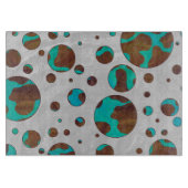 Polka Dot Cow Brown und Aquamarin Print Schneidebrett (Vorderseite)