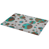 Polka Dot Cow Brown und Aquamarin Print Schneidebrett (Ecke)