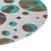 Polka Dot Cow Brown und Aquamarin Print Schneidebrett (Ecke)