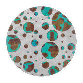 Polka Dot Cow Brown und Aquamarin Print Schneidebrett (Vorderseite)