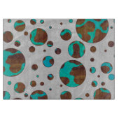 Polka Dot Cow Brown und Aquamarin Print Schneidebrett (Vorderseite)