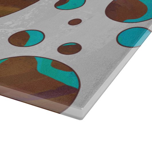 Polka Dot Cow Brown und Aquamarin Print Schneidebrett (Ecke)