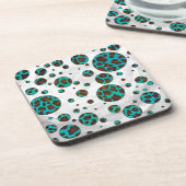 Polka Dot Cow Brown und Aquamarin Print Untersetzer (Linke Seite)