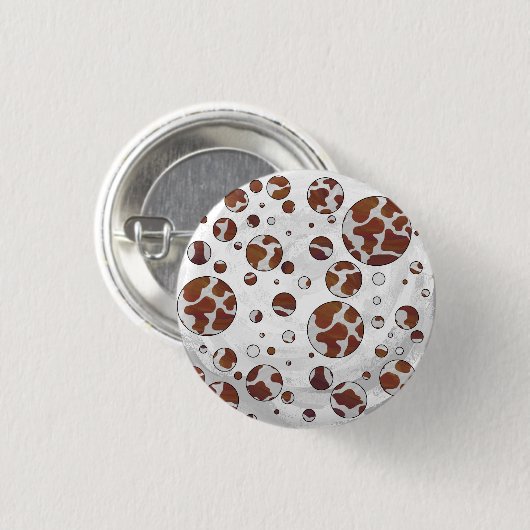 Polka Dot Cow Brown und White Print Button (Vorne & Hinten)