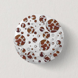 Polka Dot Cow Brown und White Print Button