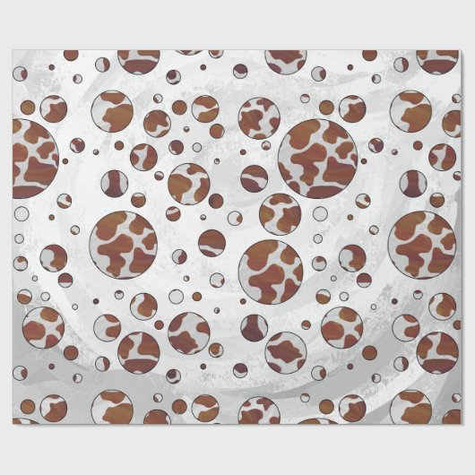Polka Dot Cow Brown und White Print Geschenkpapier (Flach)