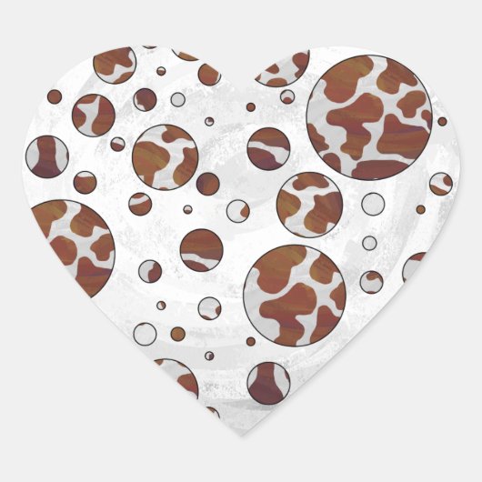 Polka Dot Cow Brown und White Print Herz-Aufkleber (Vorderseite)