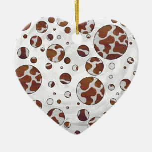 Polka Dot Cow Brown und White Print Keramik Ornament