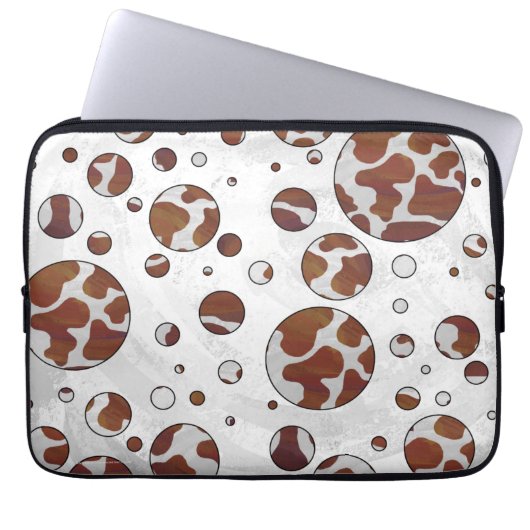 Polka Dot Cow Brown und White Print Laptopschutzhülle (Vorderseite)