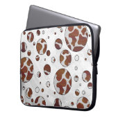Polka Dot Cow Brown und White Print Laptopschutzhülle (Vorderseite Links)