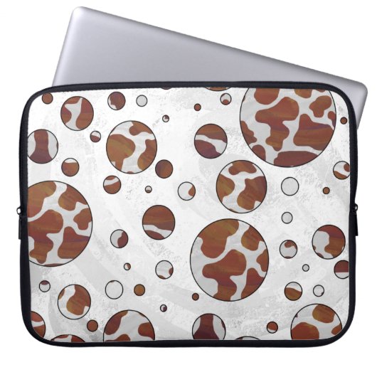 Polka Dot Cow Brown und White Print Laptopschutzhülle (Vorderseite)