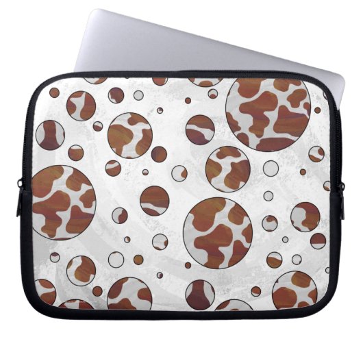 Polka Dot Cow Brown und White Print Laptopschutzhülle (Vorderseite)
