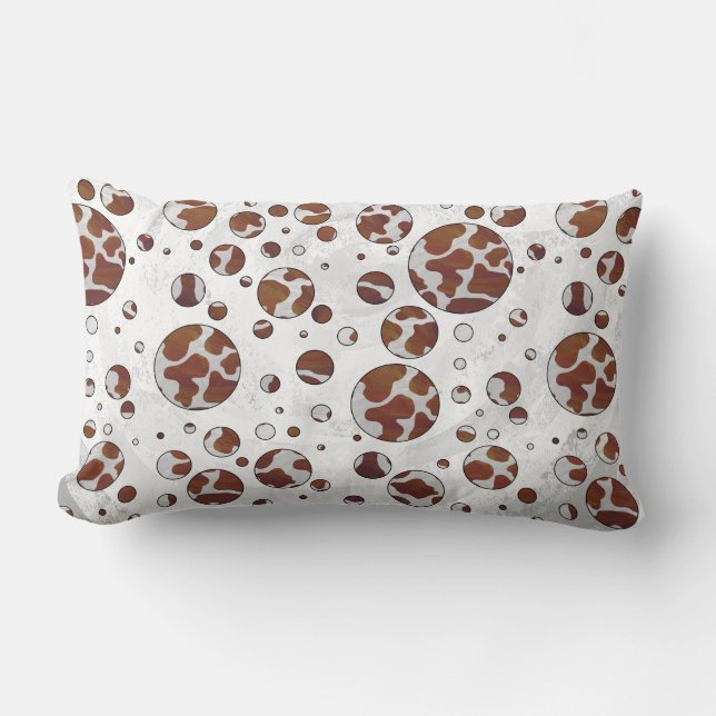Polka Dot Cow Brown und White Print Lendenkissen (Vorderseite)