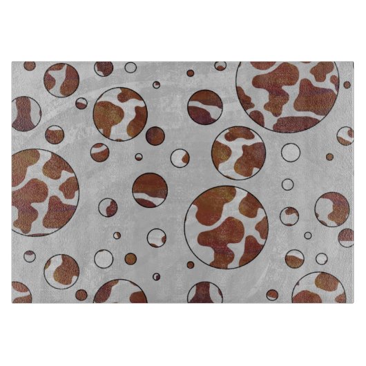 Polka Dot Cow Brown und White Print Schneidebrett (Vorderseite)