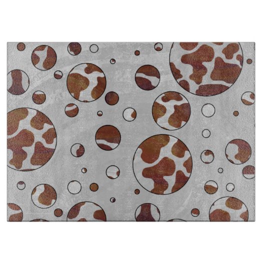 Polka Dot Cow Brown und White Print Schneidebrett (Vorderseite)