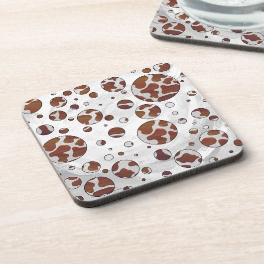 Polka Dot Cow Brown und White Print Untersetzer (Linke Seite)
