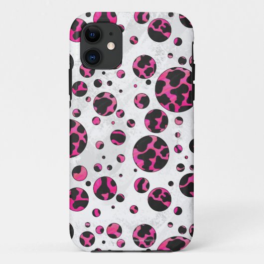 Polka Dot Cow Hot Pink und Black Print Case-Mate iPhone Hülle (Rückseite)