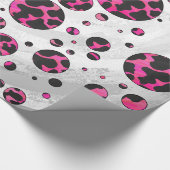 Polka Dot Cow Hot Pink und Black Print Geschenkpapier (Ecke)