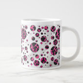 Polka Dot Cow Hot Pink und Black Print Jumbo-Tasse (Rechts)