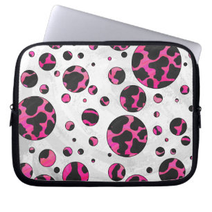 Polka Dot Cow Hot Pink und Black Print Laptopschutzhülle