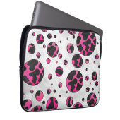 Polka Dot Cow Hot Pink und Black Print Laptopschutzhülle (Vorne Rechts)