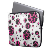Polka Dot Cow Hot Pink und Black Print Laptopschutzhülle (Vorderseite Links)