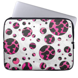 Polka Dot Cow Hot Pink und Black Print Laptopschutzhülle