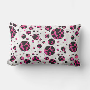 Polka Dot Cow Hot Pink und Black Print Lendenkissen