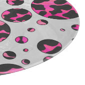 Polka Dot Cow Hot Pink und Black Print Schneidebrett (Ecke)