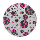 Polka Dot Cow Hot Pink und Black Print Schneidebrett (Vorderseite)