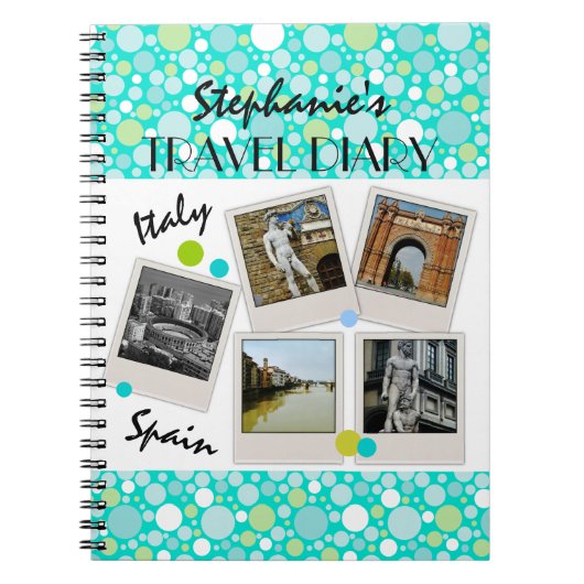 Polka Dot Crazy Custom Travel Diary und Fotos Notizblock (Vorderseite)