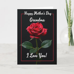Polka Dot Crimson Rose Karte