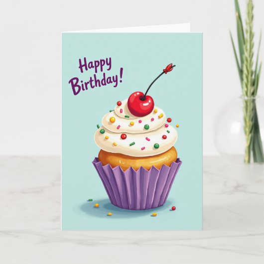 Polka Dot Cupcake Treat Karte (Vorderseite)