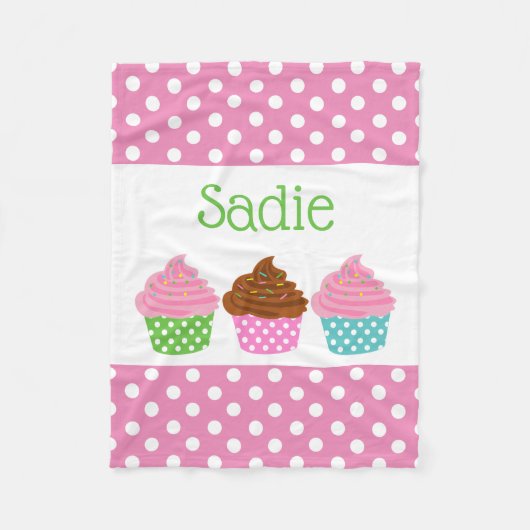 Polka Dot Cupcakes Personalisiert Fleece Blanket (Vorderseite)