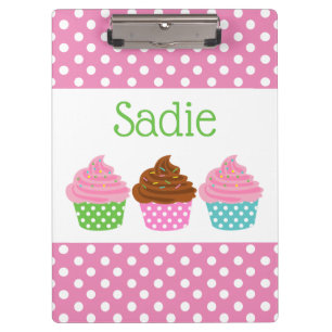 Polka Dot Cupcakes Personalisiert Klemmbrett