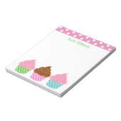 Polka Dot Cupcakes Personalisiert Notepad Notizblock (Rotiert)