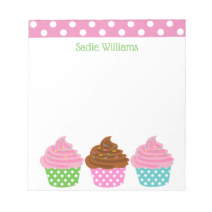 Polka Dot Cupcakes Personalisiert Notepad Notizblock