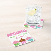 Polka Dot Cupcakes Personalisiert Paper Untersetze Rechteckiger Pappuntersetzer (Vor Ort)