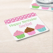 Polka Dot Cupcakes Personalisiert Paper Untersetze Rechteckiger Pappuntersetzer (angewinkelt)