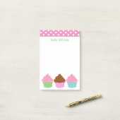 Polka Dot Cupcakes Personalisiert Post-it Notepad Klebezettel (Auf Schreibtisch)